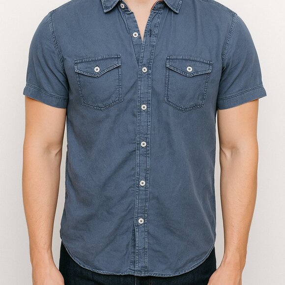 Tommy Bahama Short Sleeve Button Down Mens M Blue Island Modern Fit Beachwear - Picture 1 of 9